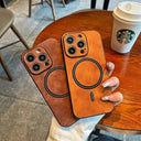 Luxury Retro Matte Leather iPhone Case Stylish Shockproof Cover