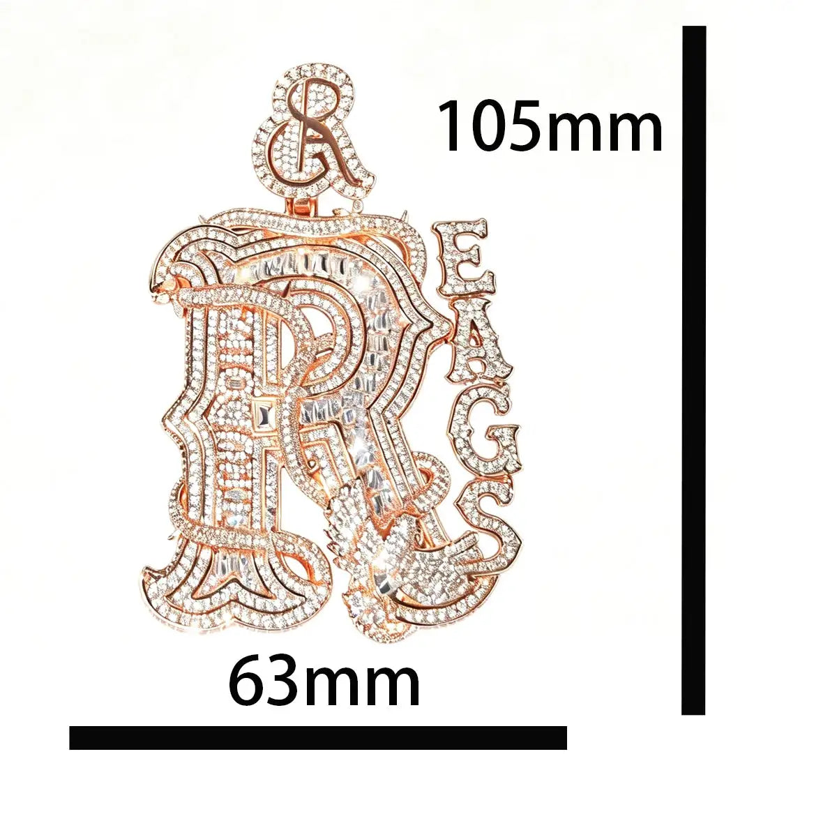 Custom R Letter Pendant Gold Plated — product image 8