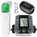 Medical Arm Blood Pressure Meter Tensiometers Tonometer Cuff Fever Thermometer Oximeter Heart Rate 3 IN 1 Set