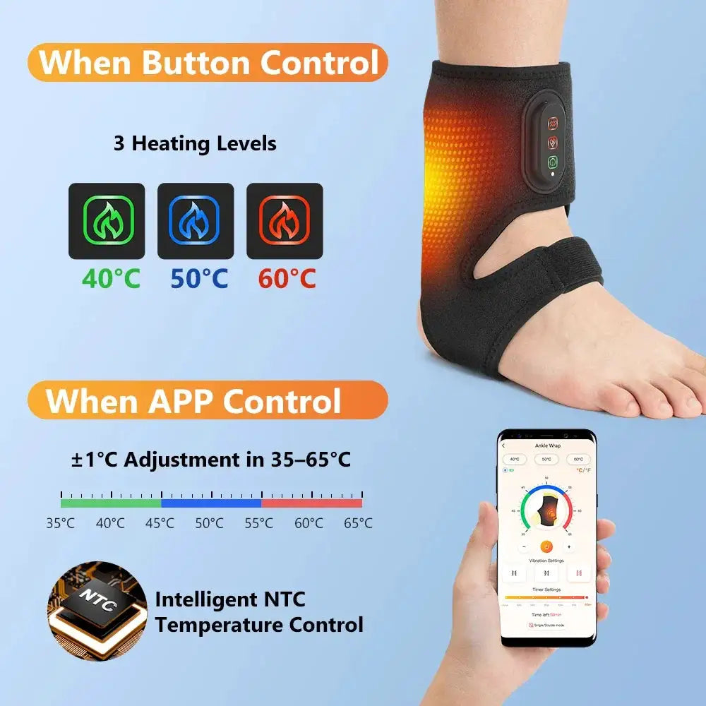 Electric Dual Ankle & Foot Massager 3 Levels Heat Vibration Hot Compress Ankle Massage Heated Wrap Support Brace Foot Protector