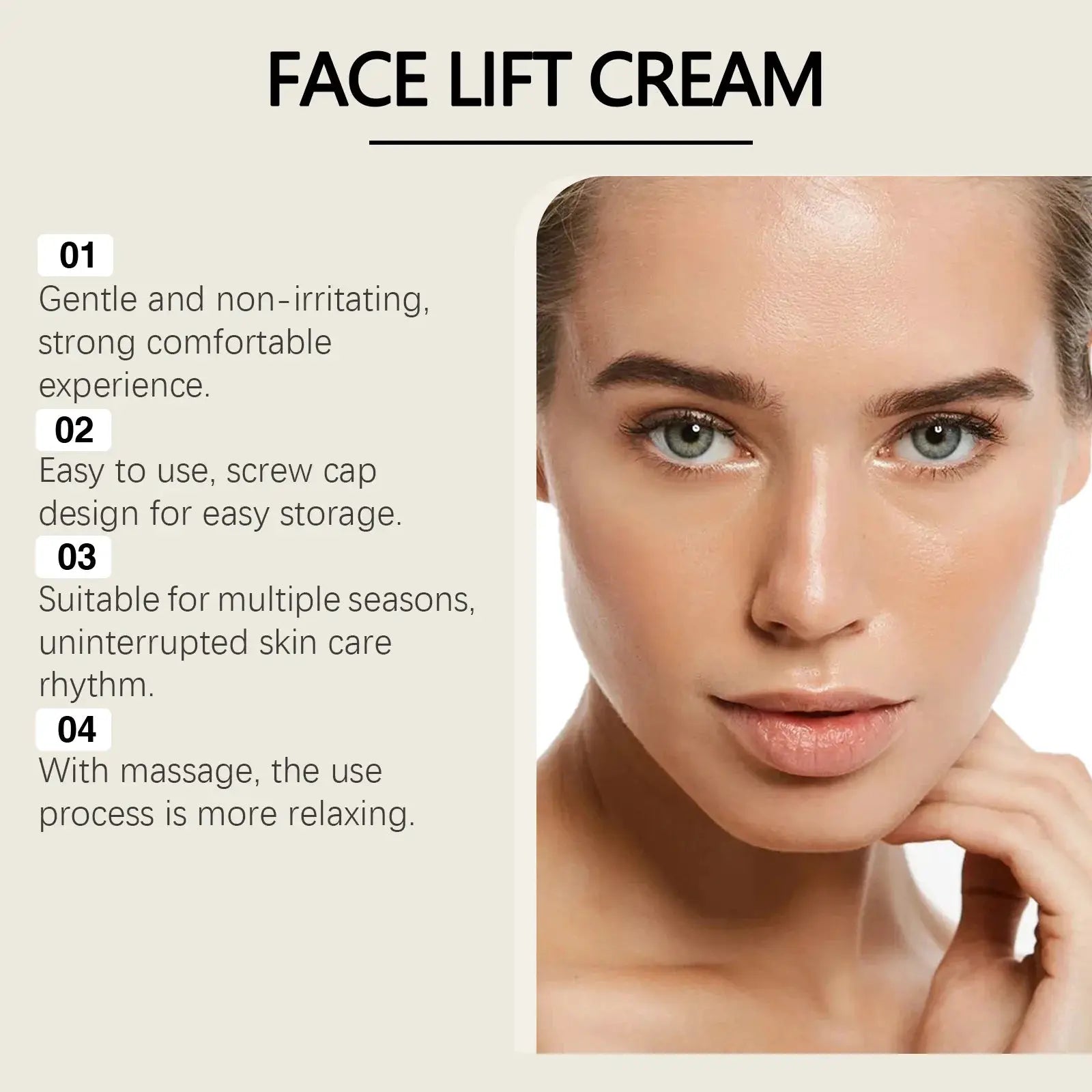 Instant Face Lift Cream Hyaluronic Acid Tightening Firming Smoothing Fine Lines Wrinkles Brightening Anti-Aging Face Moisturizer
