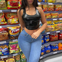 Stretch Skinny Denim Jeans for Women Mid Waist Blue Retro