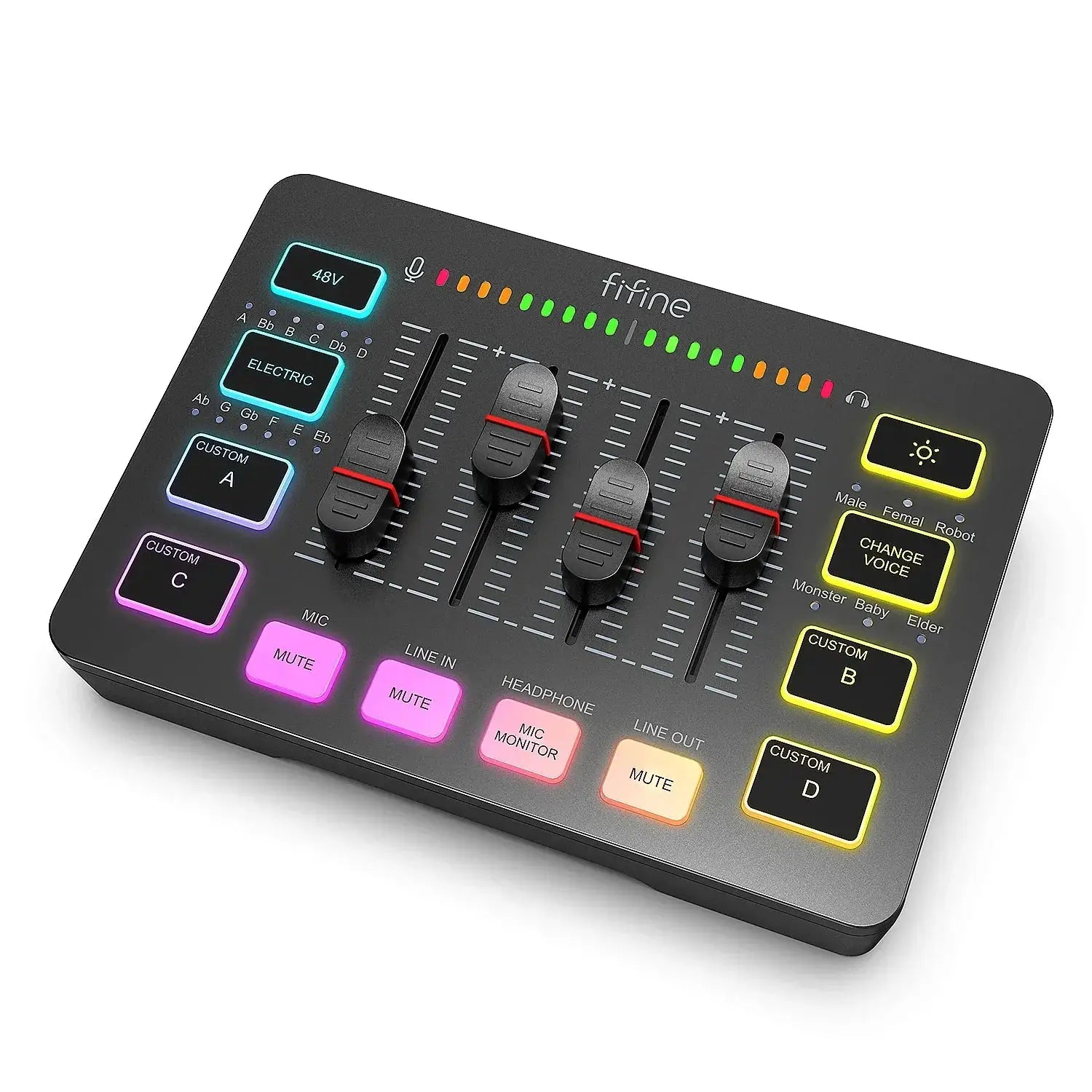 Gaming Audio Mixer Streaming RGB 4 Channel XLR Interface