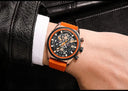 Chronograph Watch for Men Waterproof Yellow Silicone Strap Luminous Hands