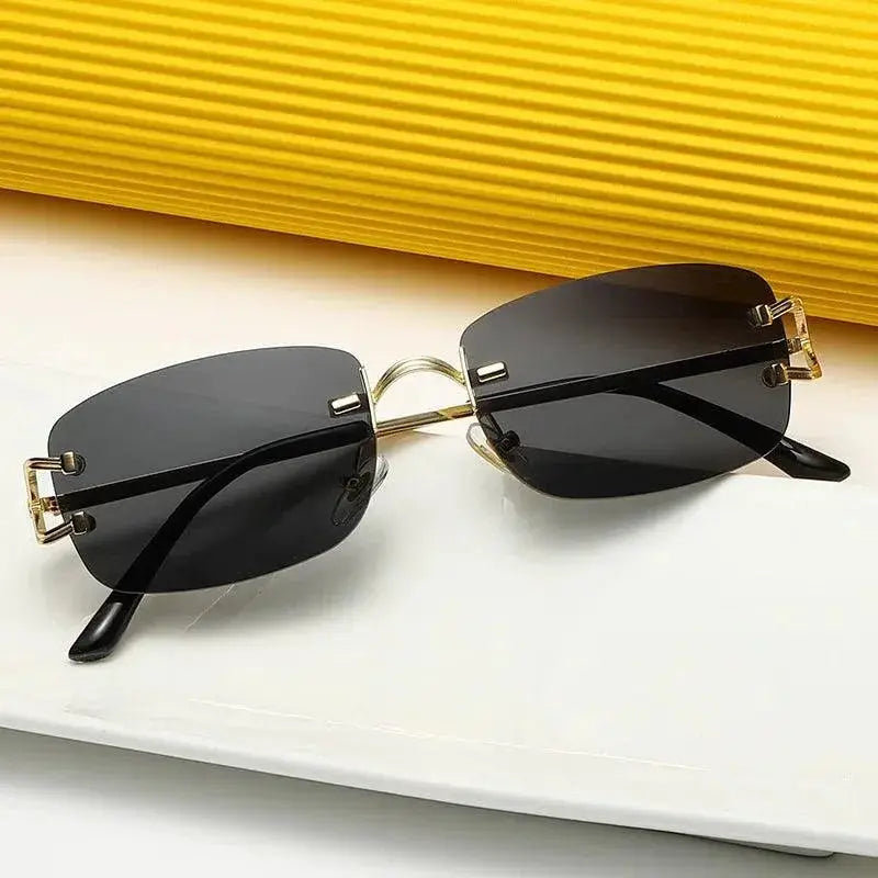 Rimless Rectangle Sunglasses For Men And Women UV Protection