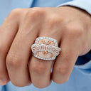 Gold Rose Gold Letter Cuban Ring