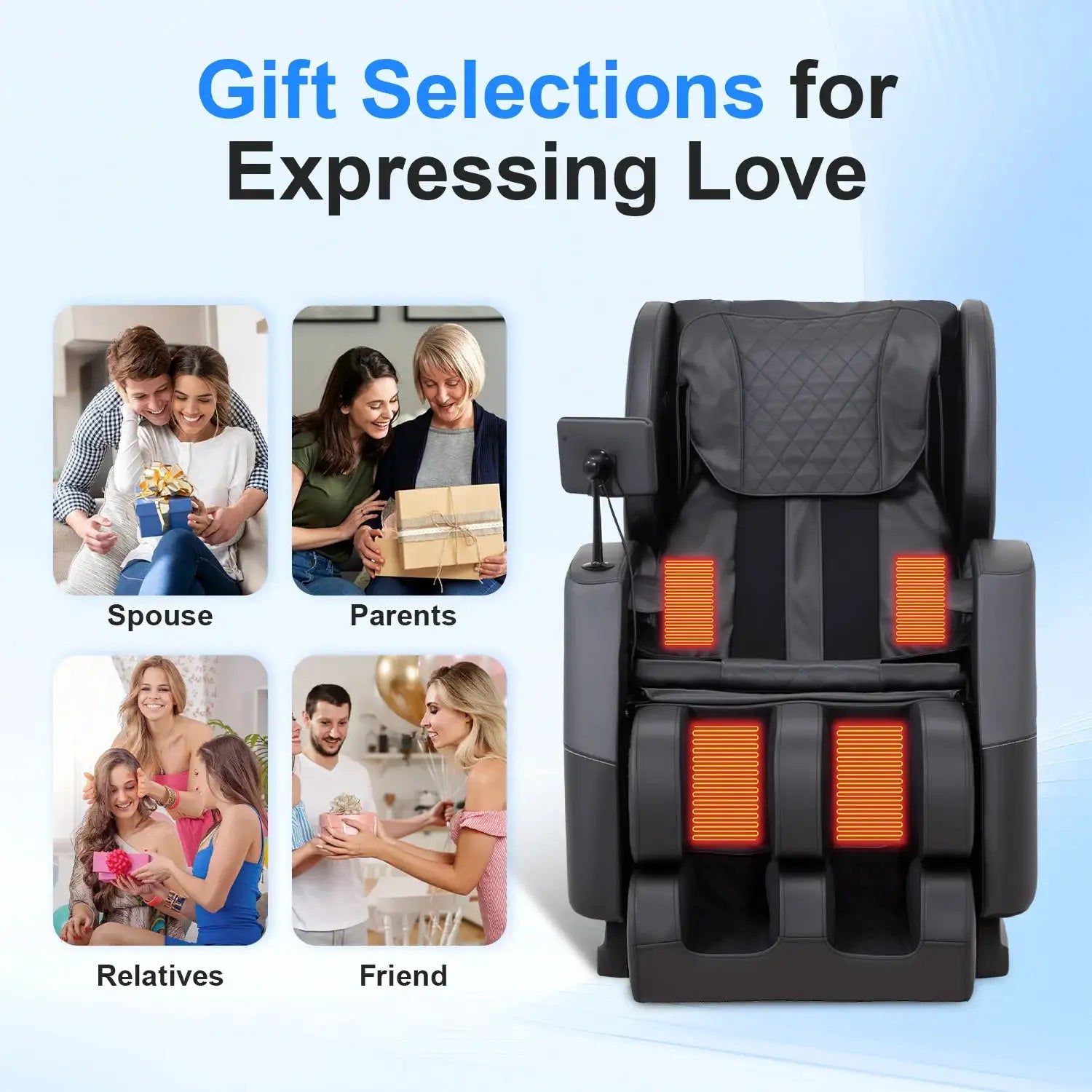 Zero Gravity Full Body Massage Chair - 10 Fixed Rollers, with Heating, Foot Massage, and Touchscreen Controls