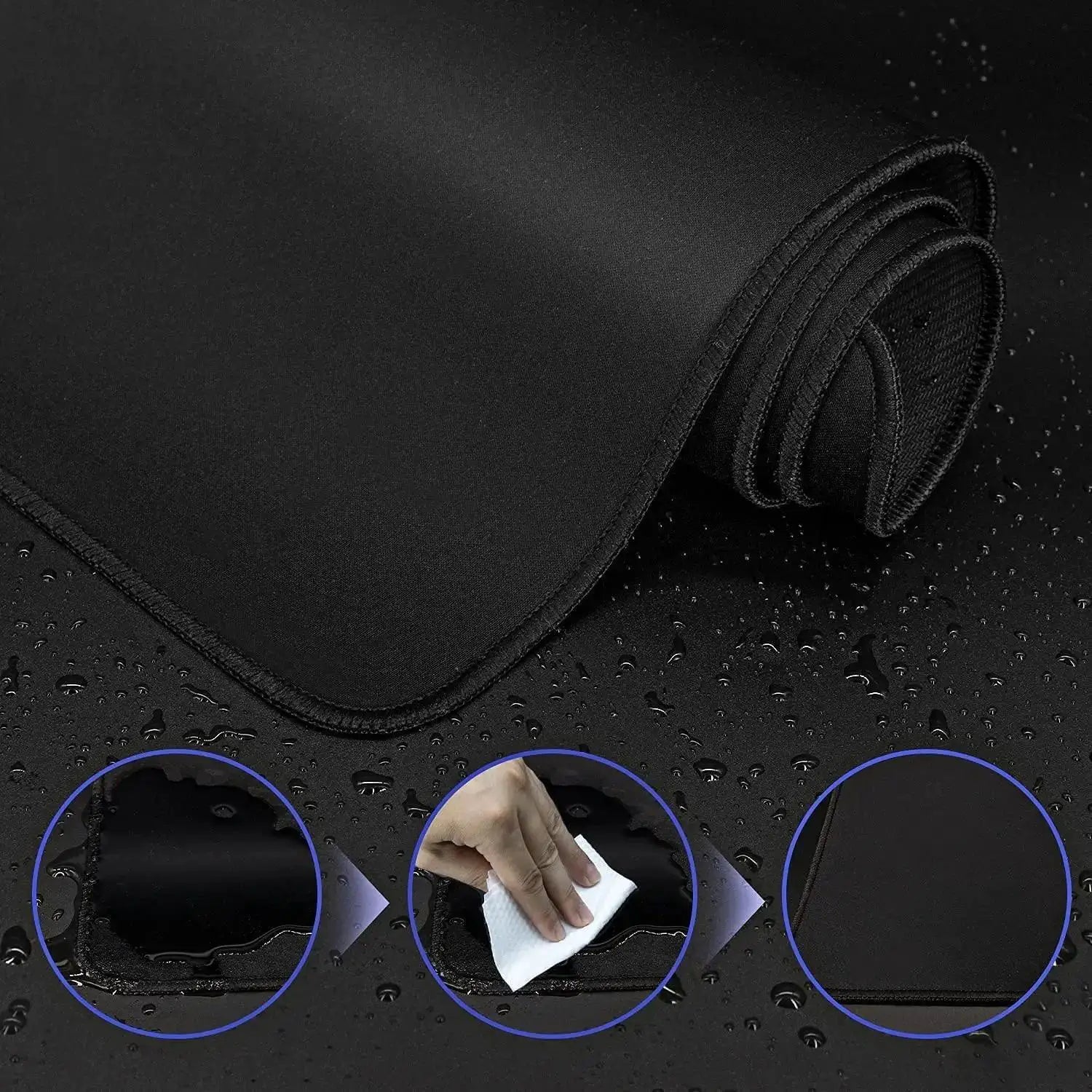 Black Gaming Mouse Pad With Anti Slip Base Desk Mat