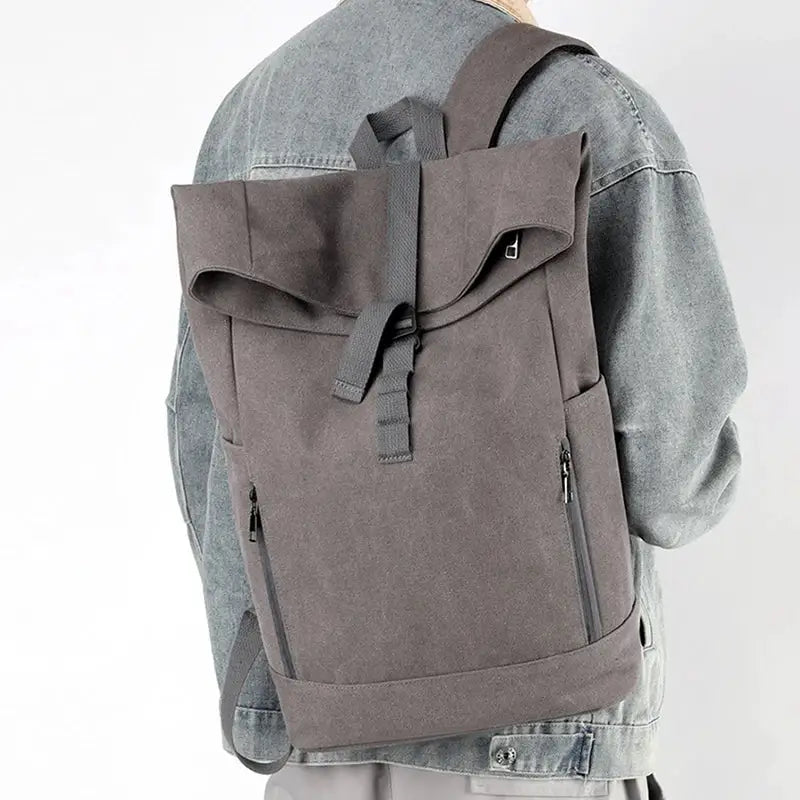 Rolled Roll Top Backpack Travel 15.6in Laptop Business Rucksack Outdoor Hiking School Bag Canvas Weekend Luggage Storage Bags