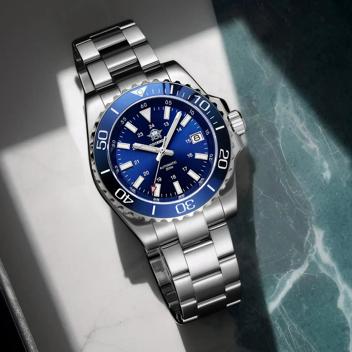 ADDIESDIVE Men Automatic Mechanical Diving Watch 200 Meter Waterproof Super Luminous Stainless Steel Luxury Business Wristwatch