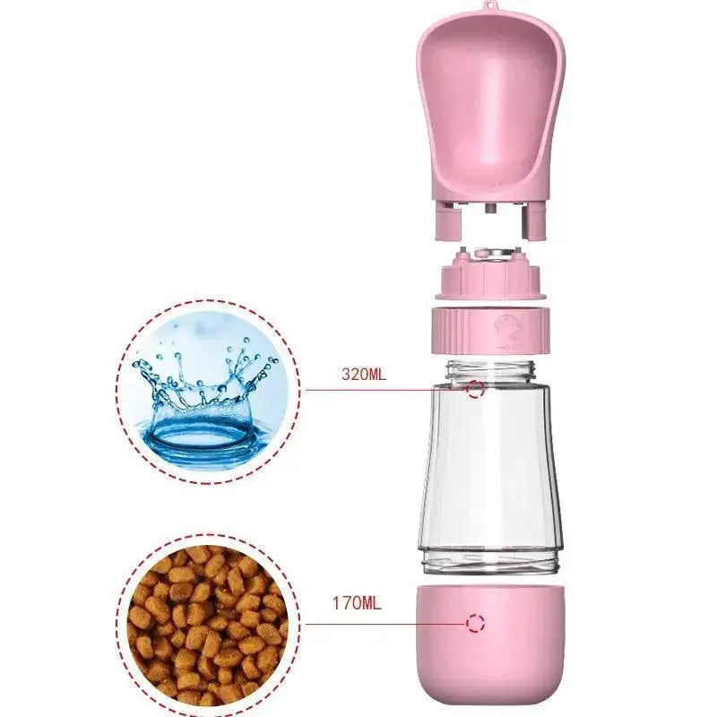 Portable Pet Water Bottle With Feeder For Outdoor Adventures