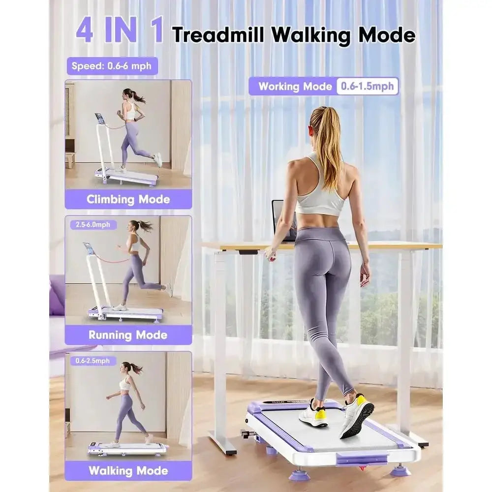 Portable 8% Incline Walking Pad Treadmill, 3.5HP, 300lb Capacity, Compact Design, 0.6-6mph Speeds, Shock Absorption, Remote & Sm