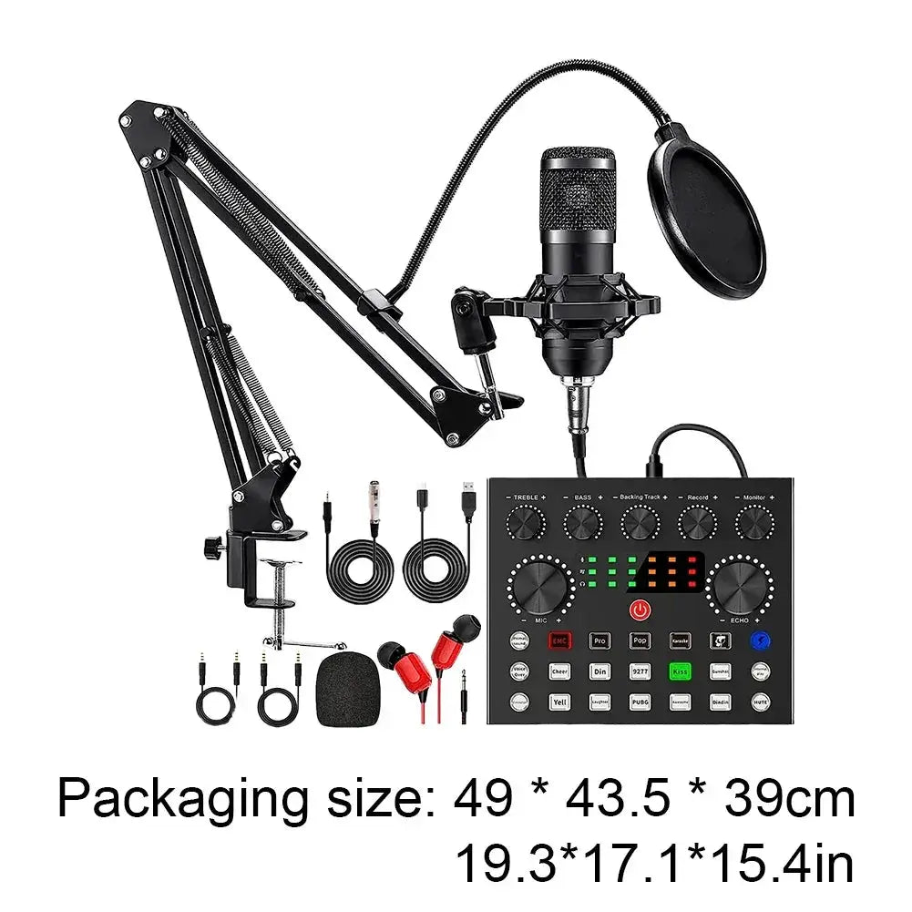 Podcast Equipment Bundle BM800 Microphone And V8 Sound Card