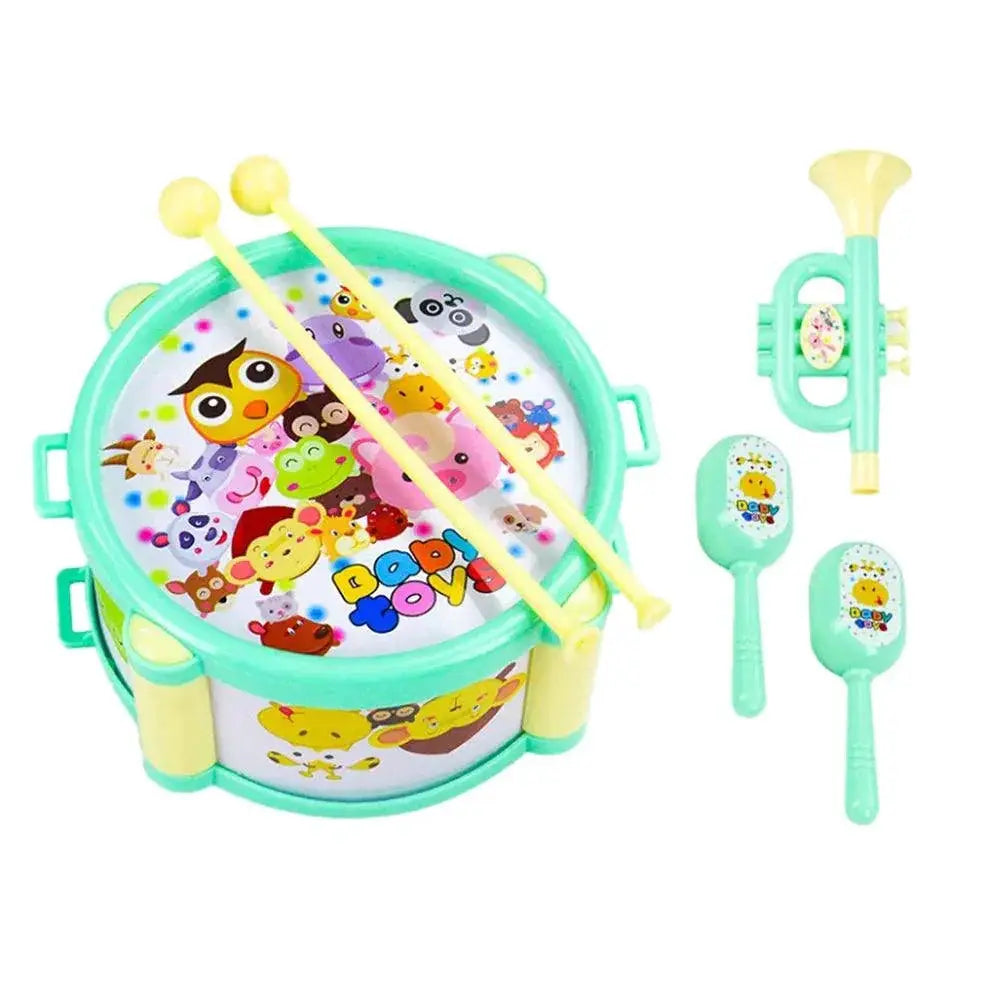 Six Pieces Beat Drums Toy Kids Musical Instruments Set Green