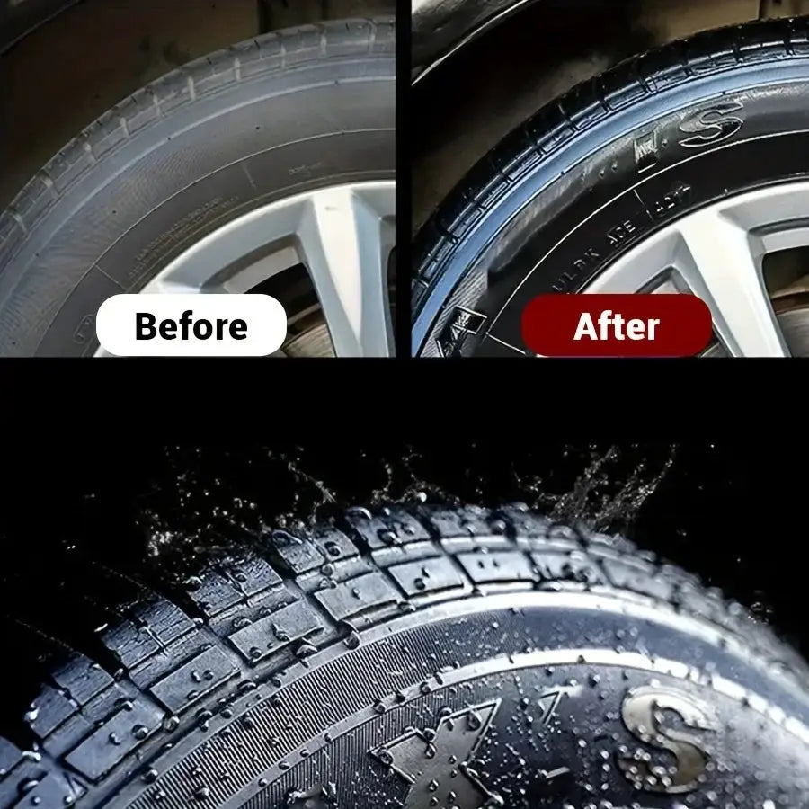KJM Black Shiny Tire Wax - Durable, Long-Lasting Protection and Repair for All Kinds of Tires - Prevents Cracks and Whitens