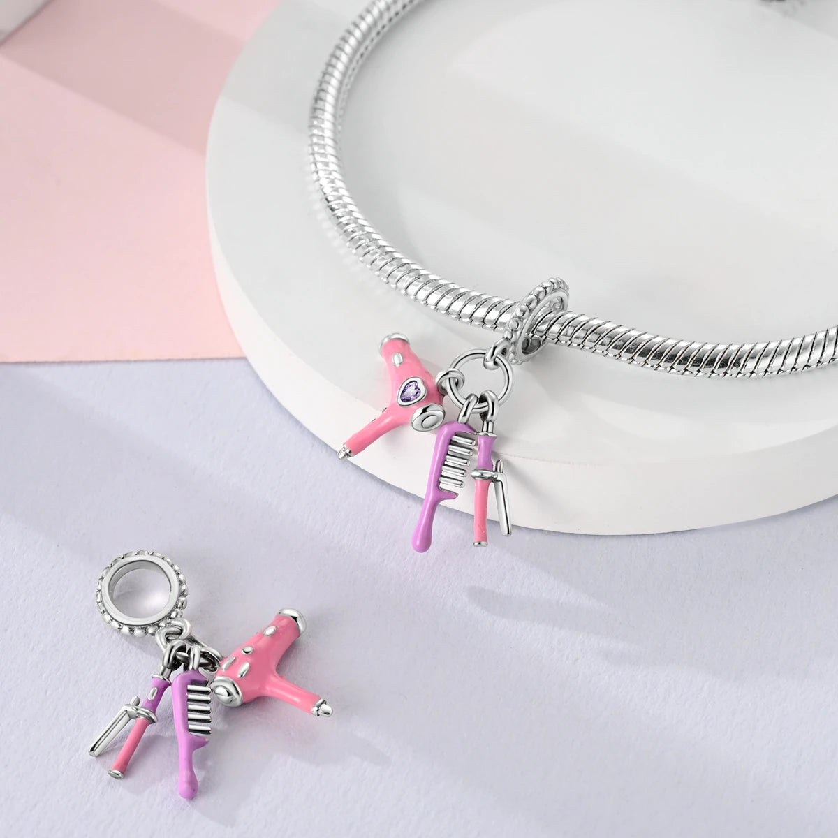 Silver Plated Charm Beads Bracelet