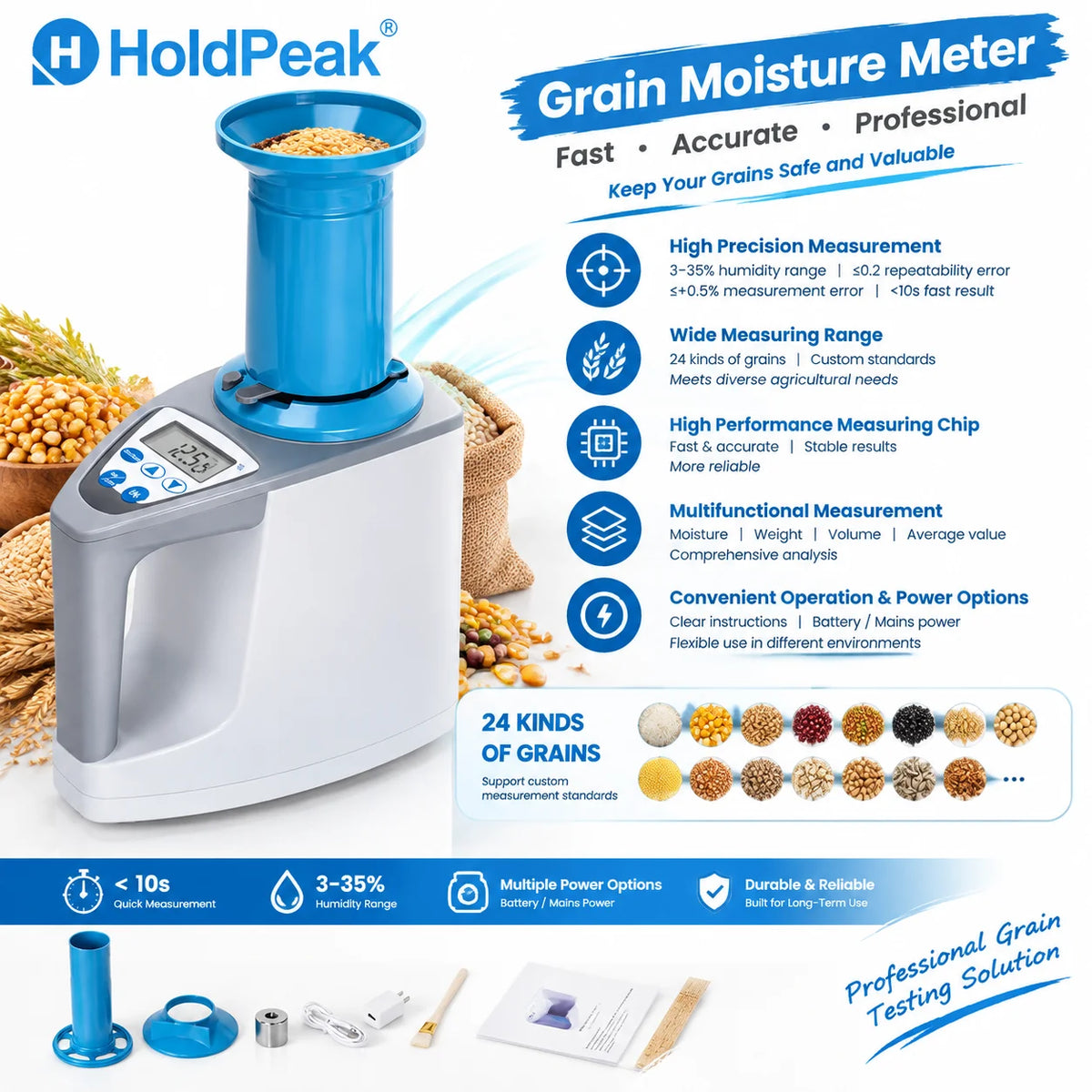 Digital Grain Moisture Meter Wheat Corn Rice Moisture Tester — product view 3