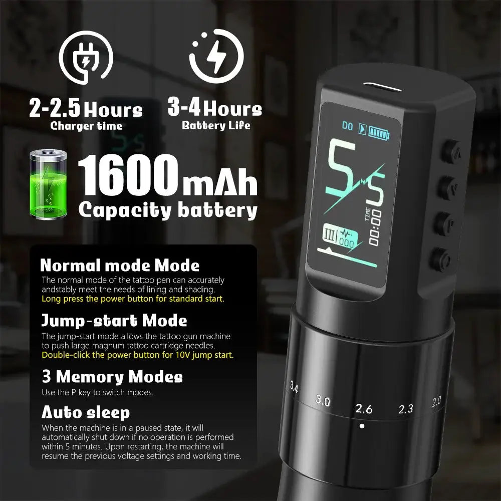 XNET Nebula Wireless Tattoo Machine Custom Motor 1600mAh Battery 7 Adjustable Strokes Dot Tattoo Pen For Beginner For Tattoo Art