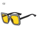Trendy Rhinestone Kids Sunglasses with Colorful Lenses