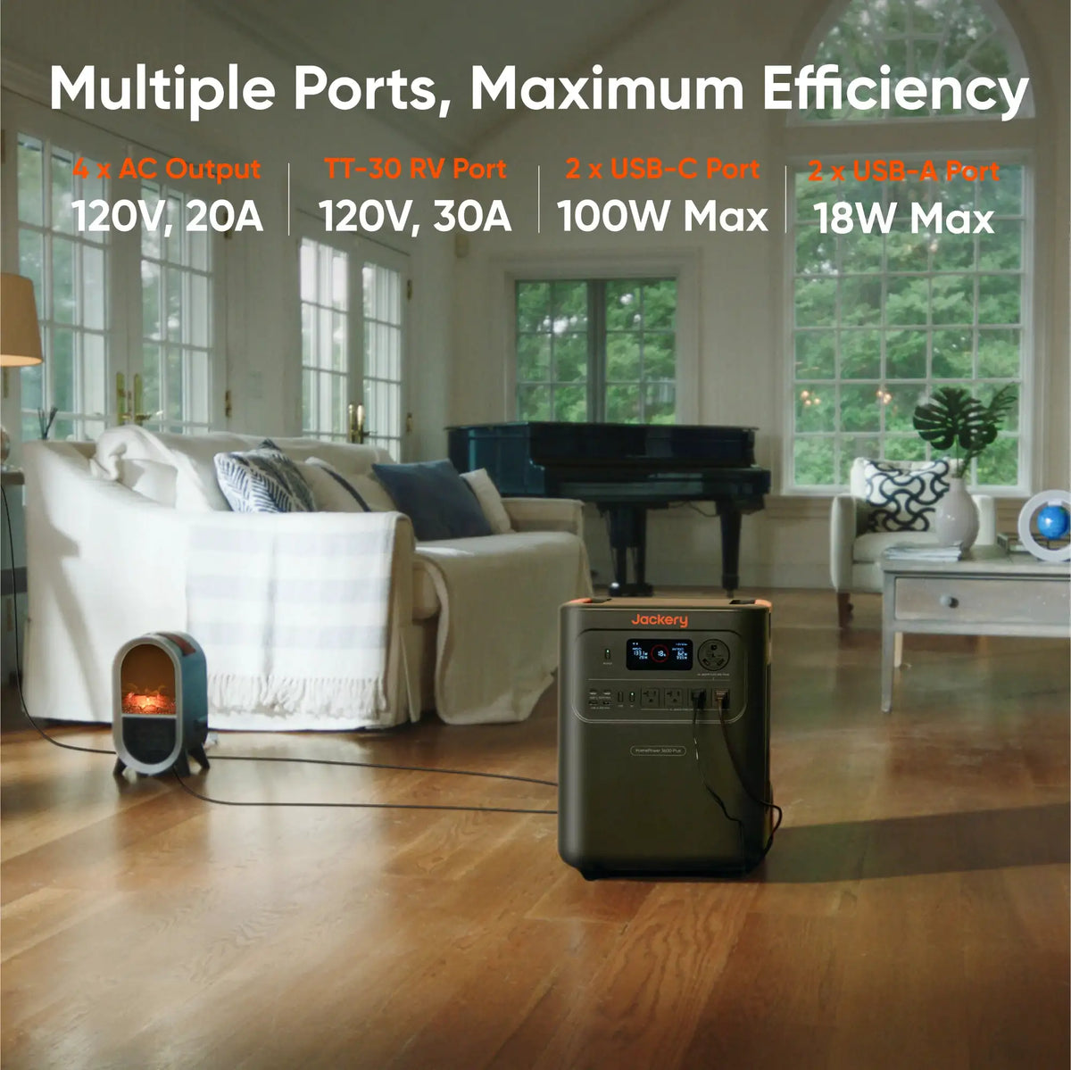 Jackery HomePower 3600 Plus Portable Power Station with 102W Fast Charger, Essential Home Backup for Home Use, Emergencies, RV