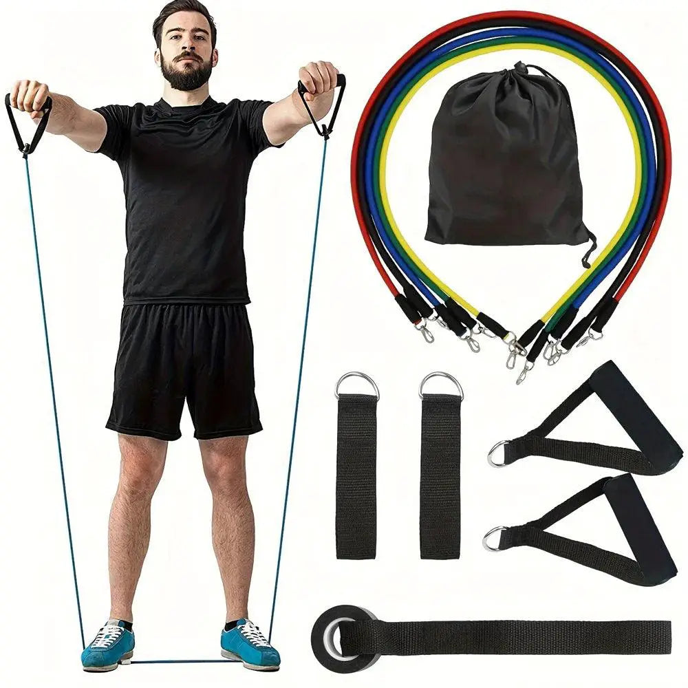 11-Piece Portable Resistance Band Set for Fitness Training - OurLum.com