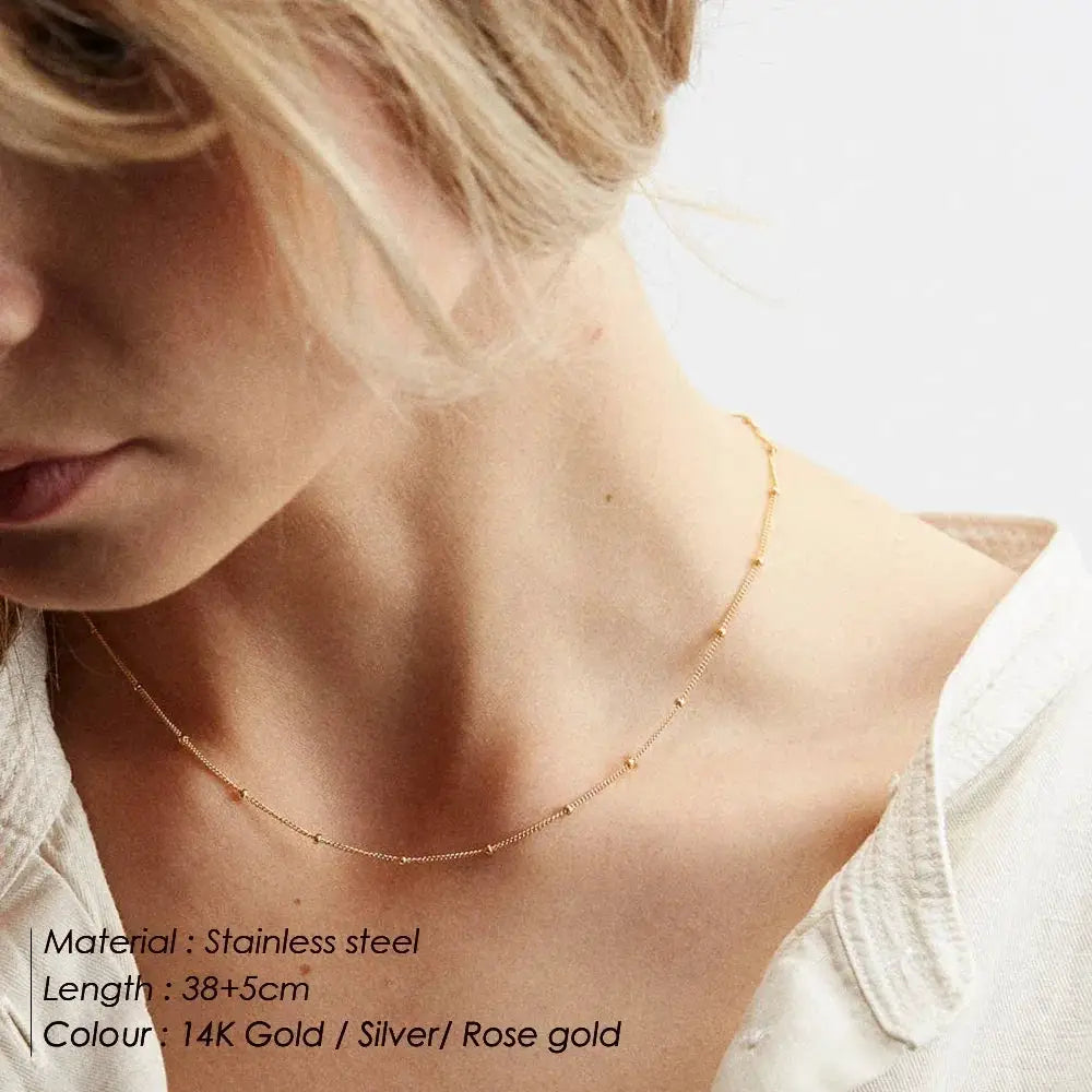 Emanco Gold Color Stainless Steel 316 Chain Choker Necklace