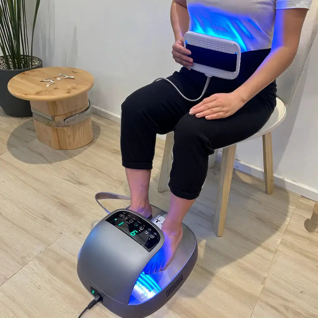 Red Blue Light Display Stainless Steel Material Tera Hz IMD Screen for Elderly Wentun 1.0 Foot Spa 2-in-1 Foot Massage with