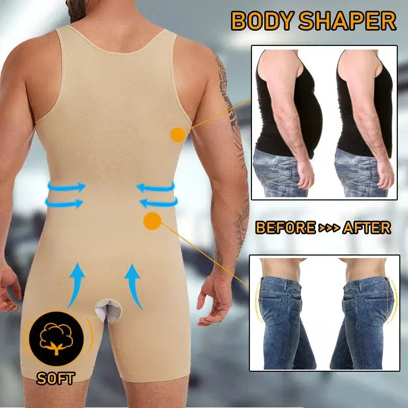 Mens Compression Bodysuit for Slimming Tummy Control