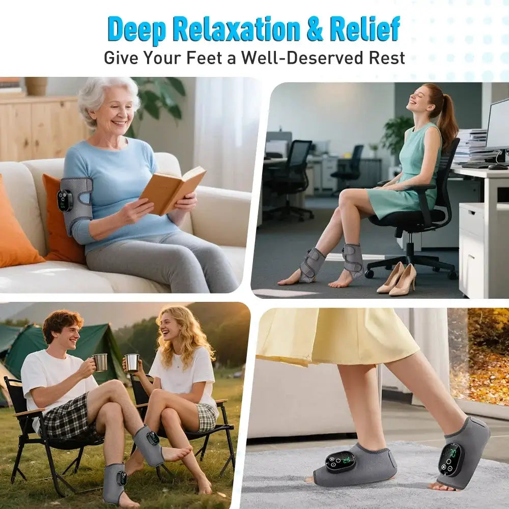 Heated Foot and Ankle Massager 6 Heat Levels 3 Vibration Modes Warm Sole Wrap 3000mAh Cordless Rechargeable