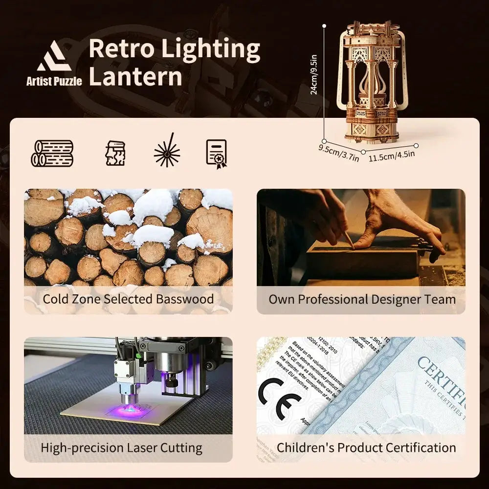 3D Wooden Puzzle DIY Night Lantern Educational Toy Kit
