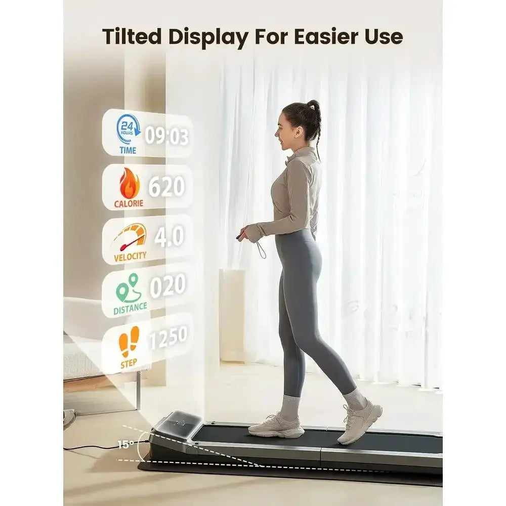 Compact Walking Pad with EasyView Display, 1-4 MPH Speeds for Home Office, Fully Assembled