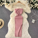 YuooMuoo Women Bodycon Knit Dress Sleeveless Knee Length Party Streetwear Summer