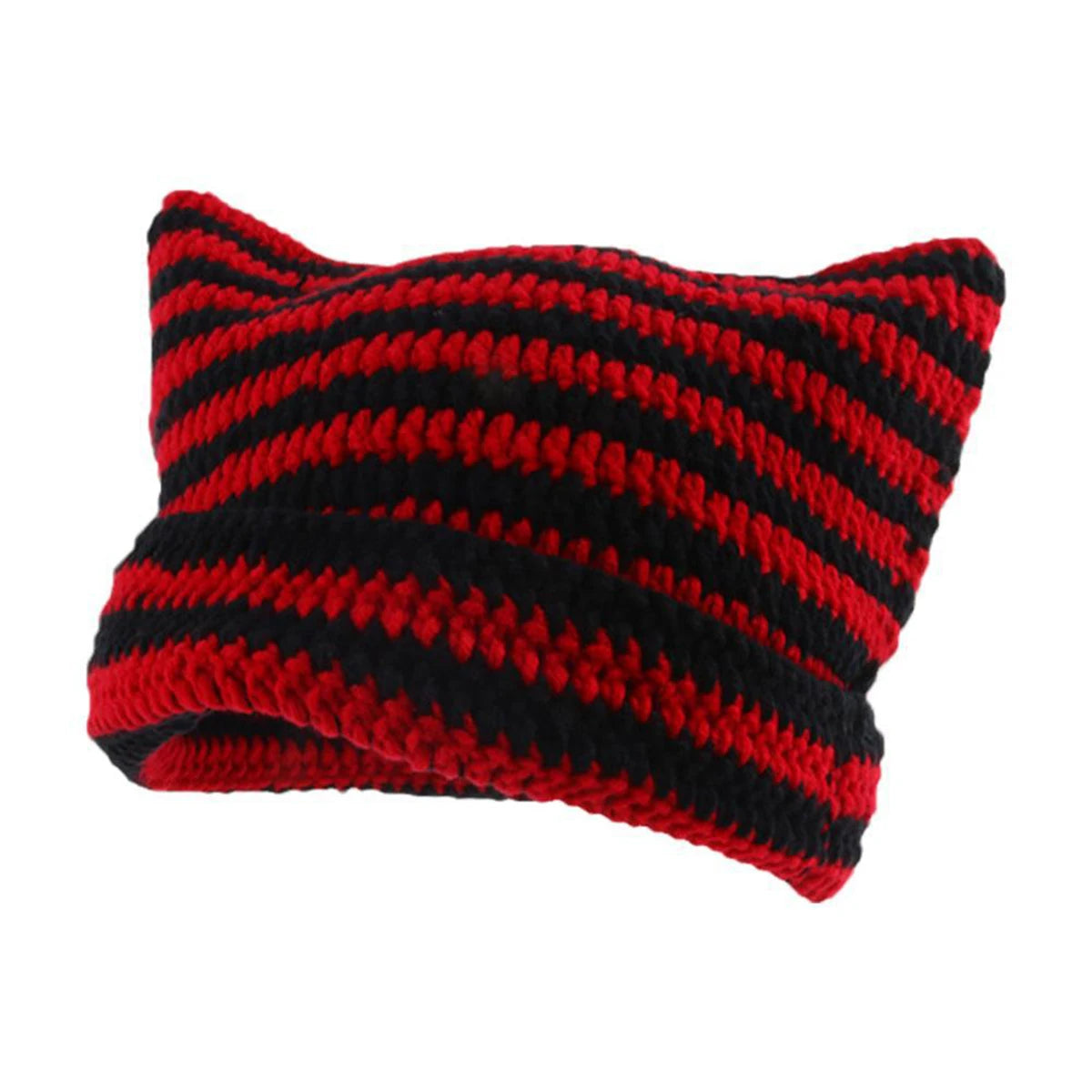 Y2K Striped Knit Winter Hat