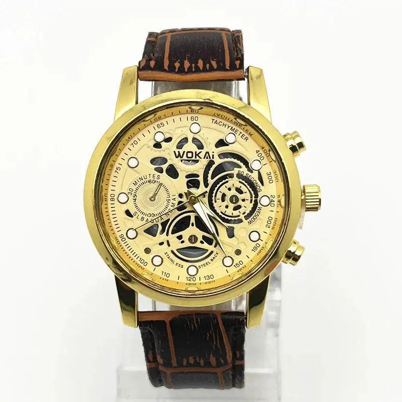 Masculine Leather Quartz Watch For Adventurous Men