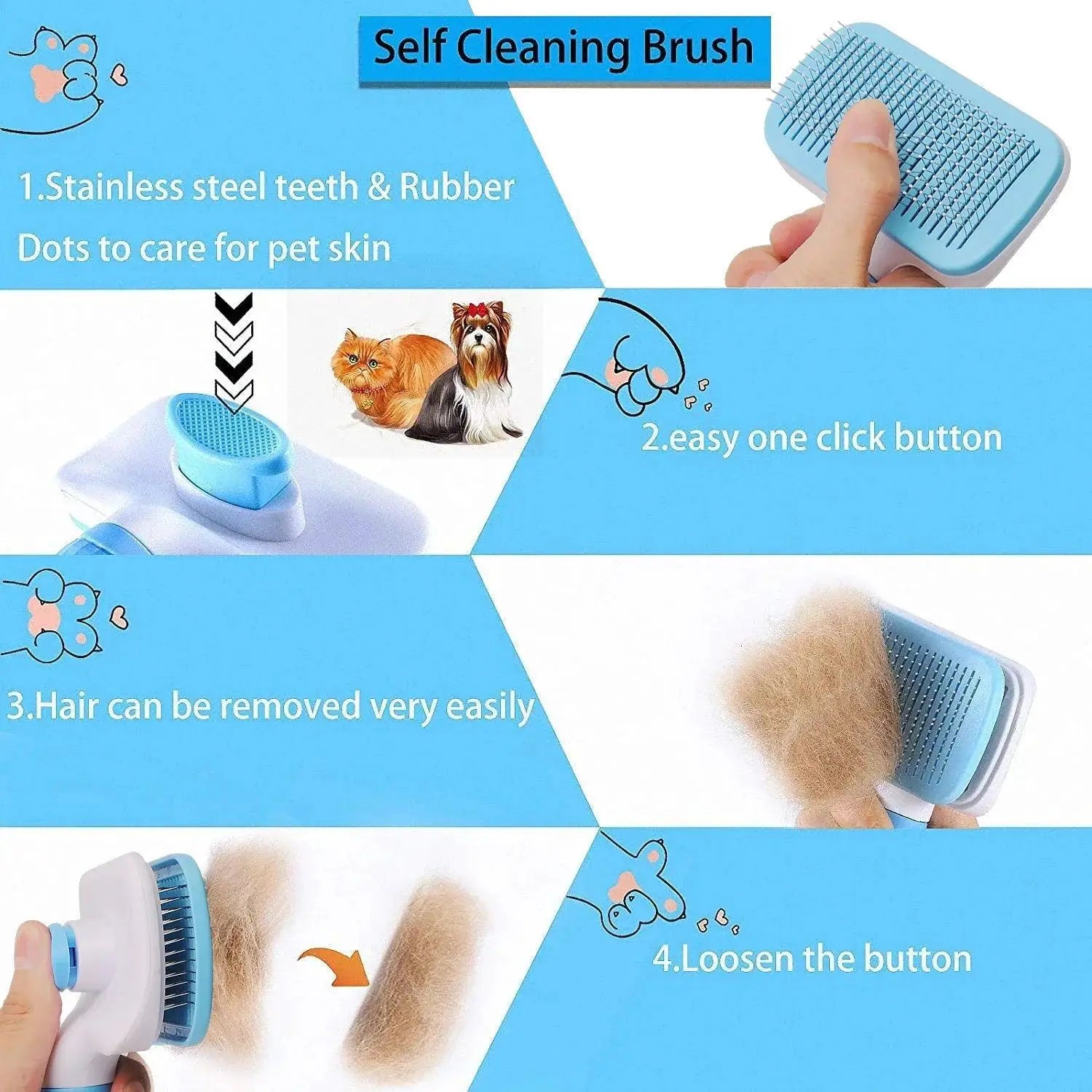 Pet Hair Grooming Brush for Long Hair Dogs Care Tool