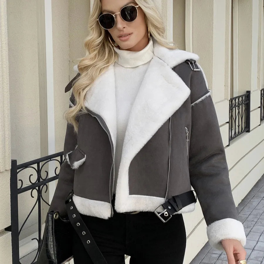 Thick Collar Zip Pocket Jacket