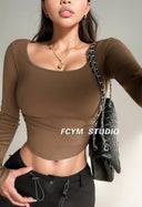 Chic Solid Long Sleeve T-shirt Fashion Forward Street Style