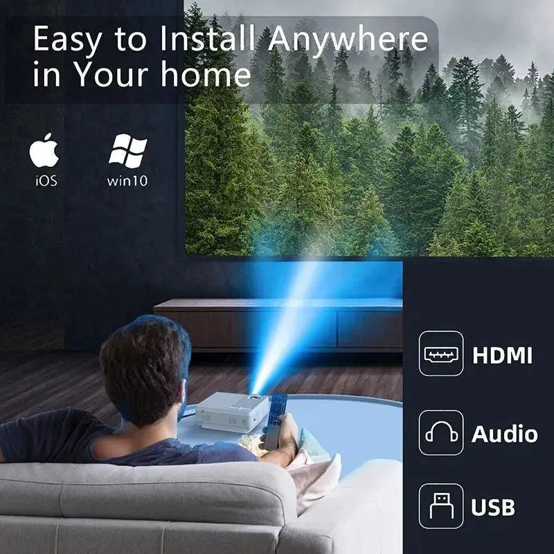 Portable Mini LED Projector 1080P 4K WiFi For Home Theater