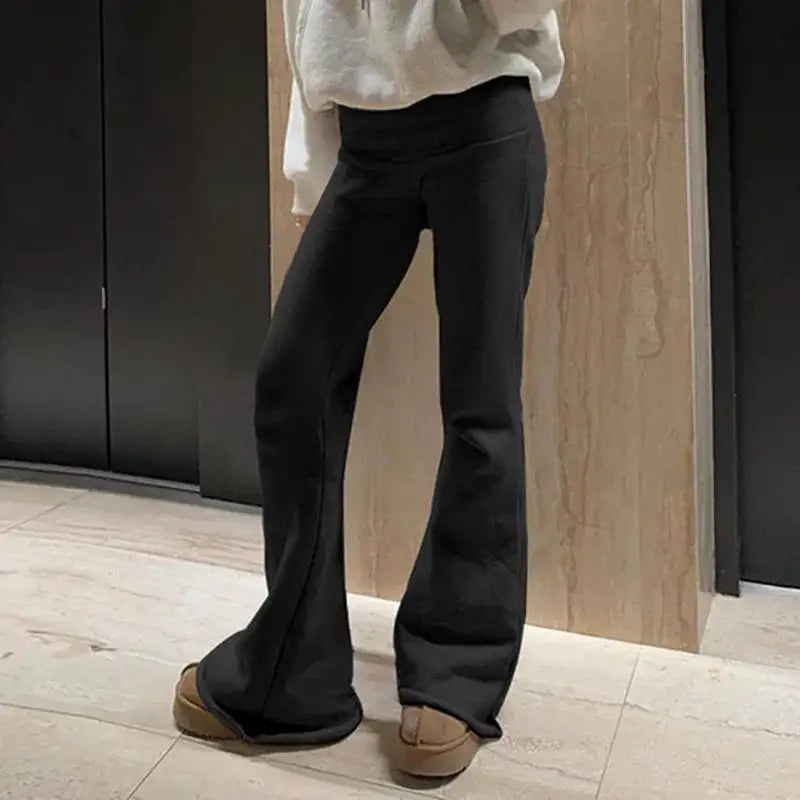 2025 Slim Low Waist Casual Sweatpants For Women Solid Simple Basic Flared Pants Sports Jogging Trousers