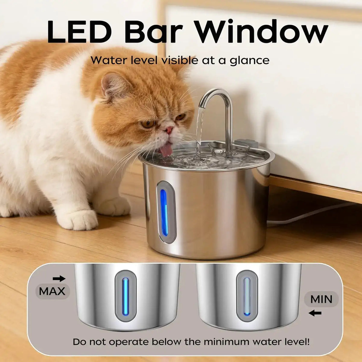 Cat Water Fountain Stainless Steel: 74oz/2.2L Cat Fountain for Drinking Pet Water Fountain for Cats Inside - Quiet Cats Water Bowl Dispenser - Kitty Drinking Fountains - for Pets& Small Animals
