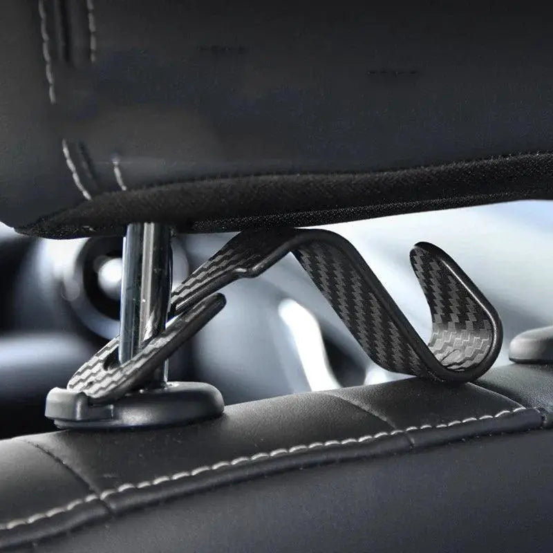 Carbon Fibre Car Seat Organizer Hooks For Handbags