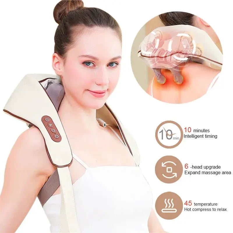 Neck And Shoulder Massage Shawl Heating 6D Massager - OurLum.com