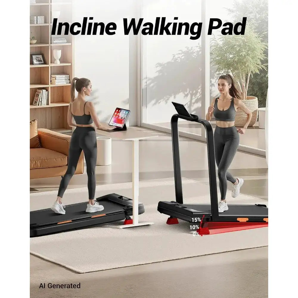 15% Incline Folding Treadmill - Compact, 2.5HP Brushless, Portable with Remote Control, Supports Up to 300Lbs