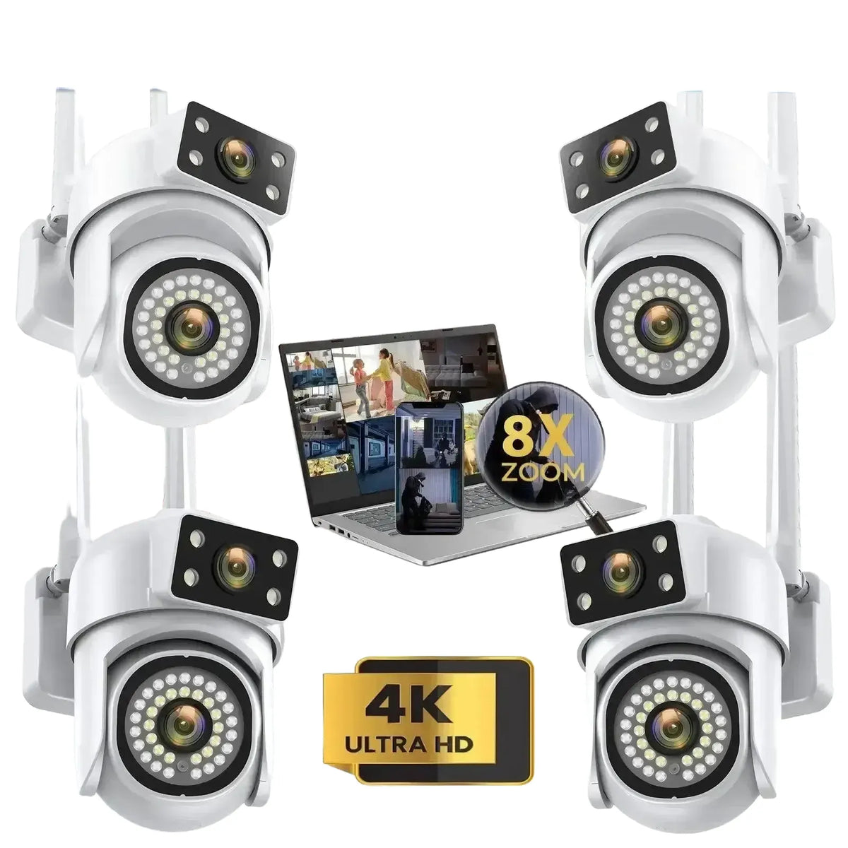 Outdoor Security Camera AI Tracking — 8MP NO SD Card 1PCS