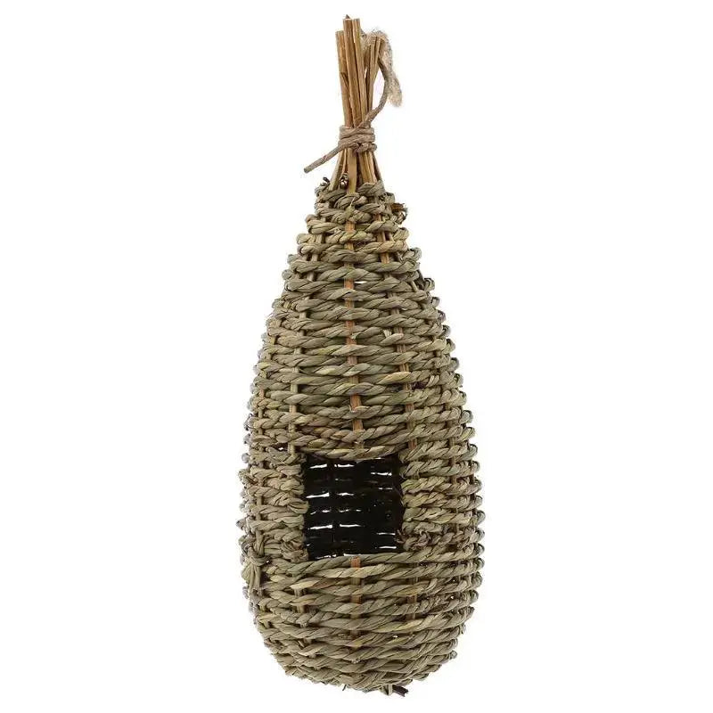 Natural Grass Hanging Bird Cage for Garden Decor Charm