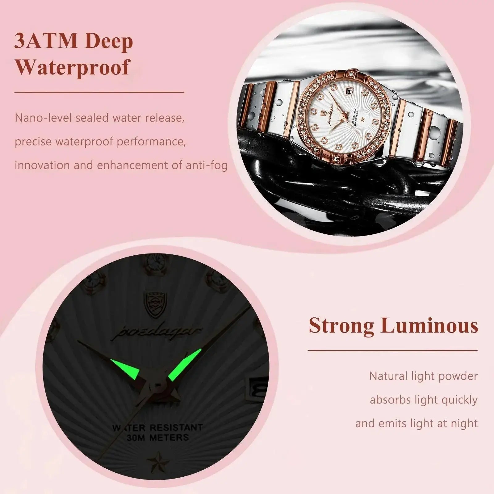 POEDAGAR Women's Elegant Stainless Steel Quartz Watch