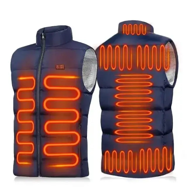 New 9 Zone Heated Vest for Men and Women USB Powered Black