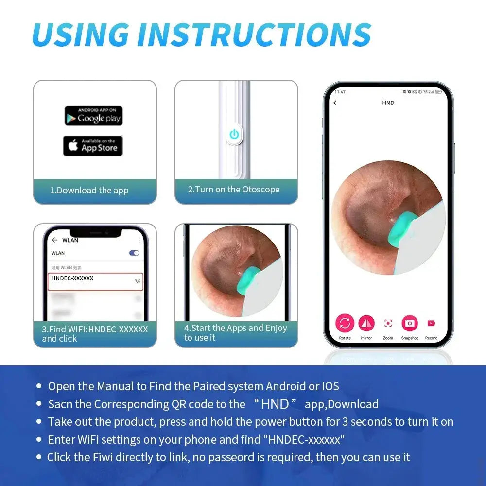 Smart Visual Ear Cleaner With Camera 1296P USB C Earpick