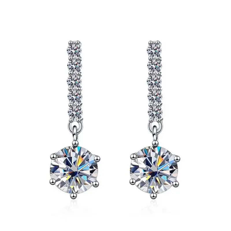 1CT*2 D VVS1 New Style Moissanite 925 Sterling Silver Dangle Earrings for Ladies Sparkling Wedding Jewelry Anniversary girl gift