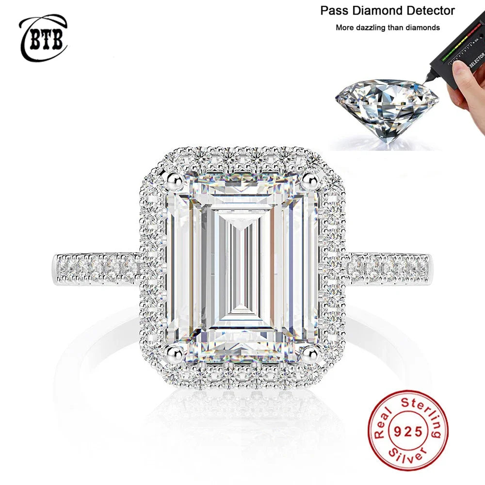 Moissanite Ring in Sterling Silver Rectangle — product view 1